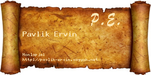 Pavlik Ervin névjegykártya